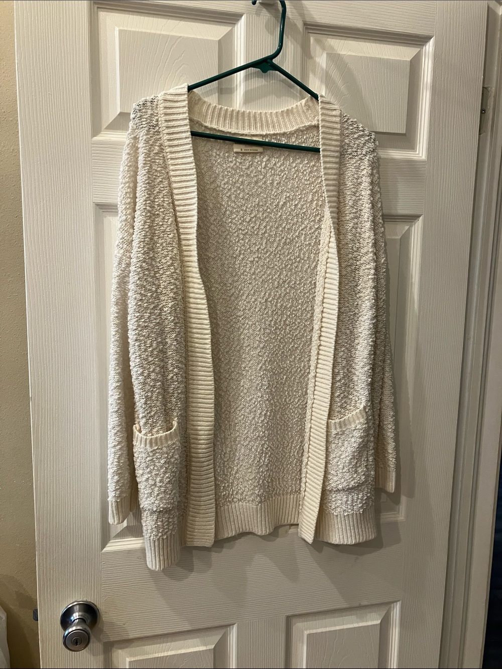 Bobbie Brooks Cream Open-Front Textured Cardigan